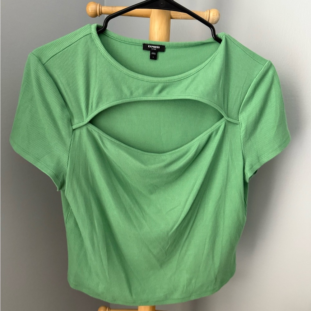 Express Mint Green Cutout Blouse